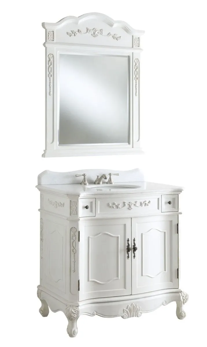 36" classic style antique white Fairmont Bathroom Sink Vanity BC-3905W-AW-36