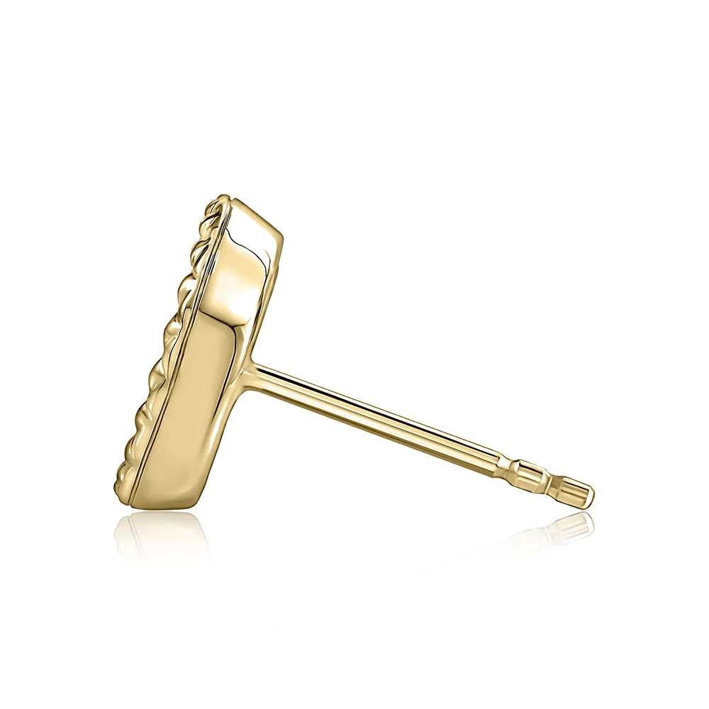 A. Jaffe 14K Yellow Gold 0.37cttw. Diamond Center w/ Quilted Borders Stud Earrings