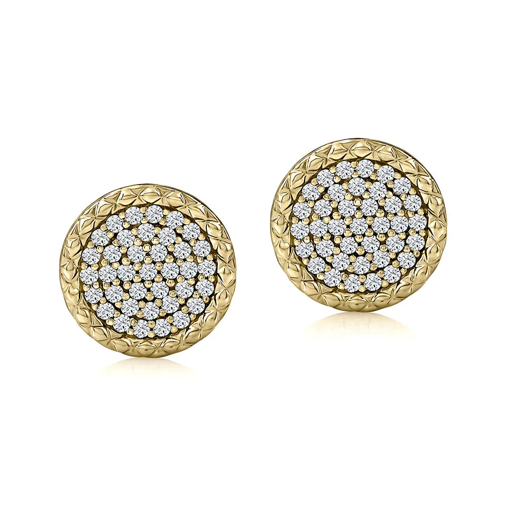 A. Jaffe 14K Yellow Gold 0.37cttw. Diamond Center w/ Quilted Borders Stud Earrings