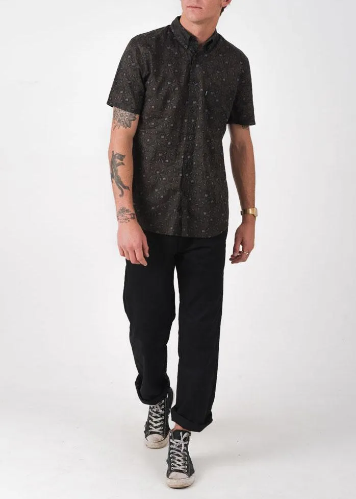 Afends Mens Black Rose - Short Sleeve Shirt