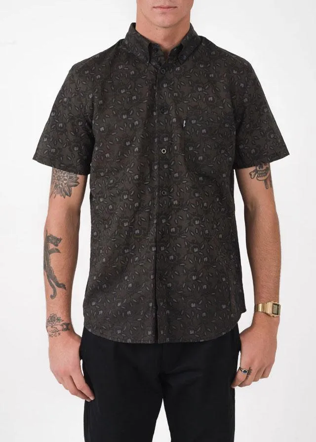 Afends Mens Black Rose - Short Sleeve Shirt