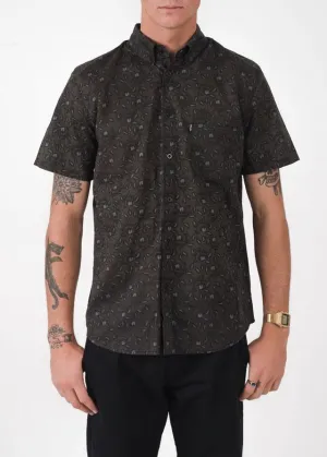 Afends Mens Black Rose - Short Sleeve Shirt
