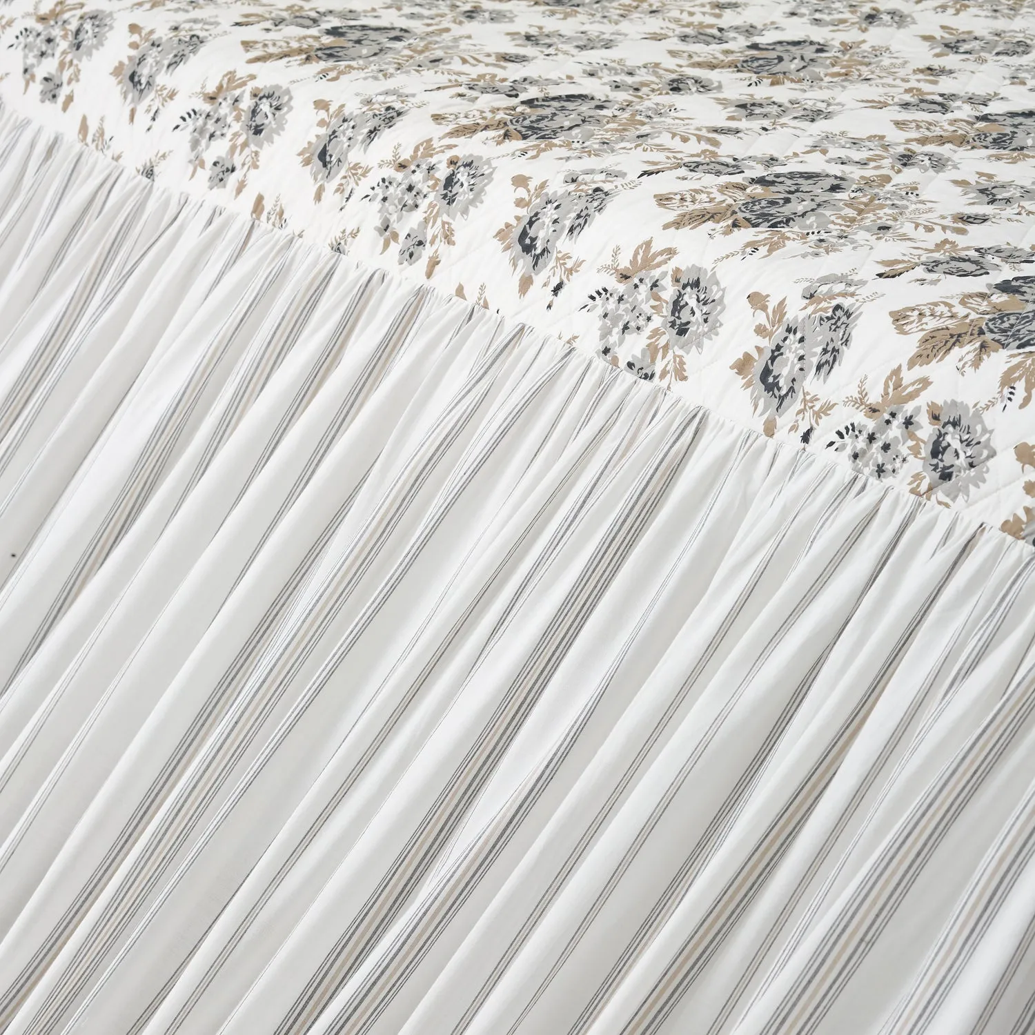 Annie Portabella Floral Ruffled California King Coverlet 84x72 27