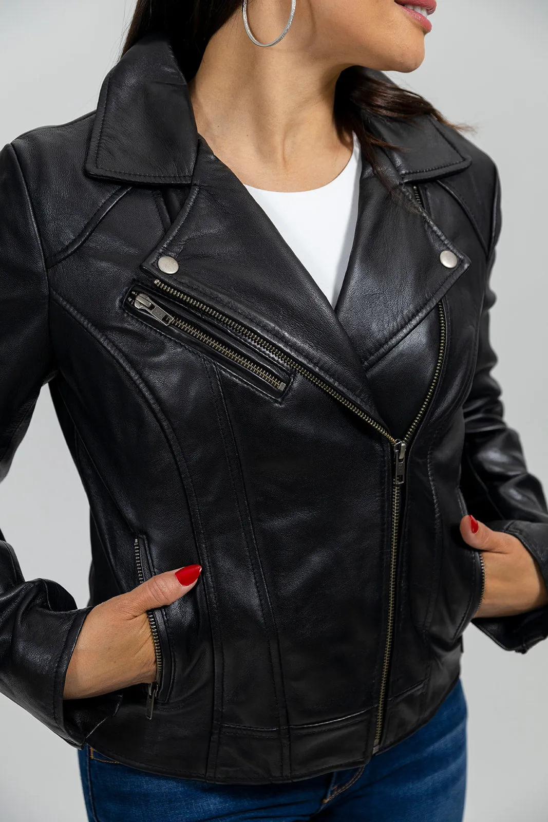 Betsy Women's Fashion Leather Jacket Black (POS)