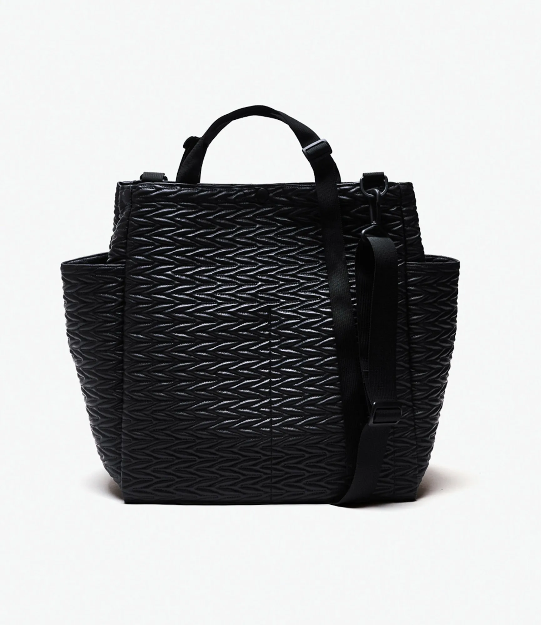 Carry-All Beach Bag – Black Quilted Fake Leather