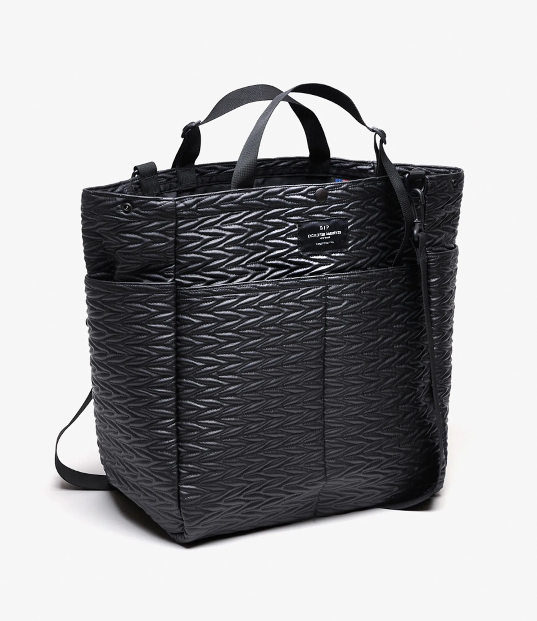 Carry-All Beach Bag – Black Quilted Fake Leather