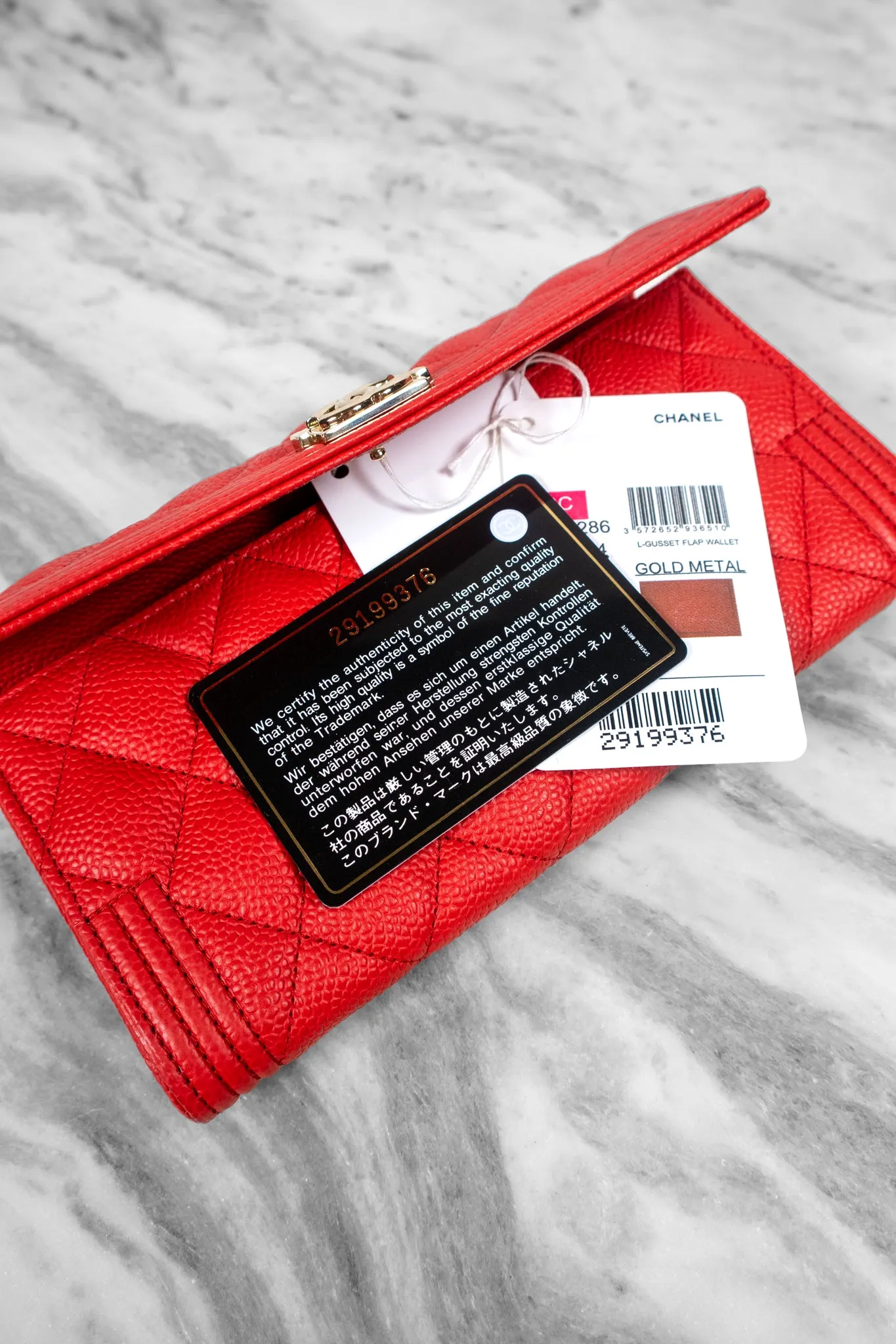 Chanel Caviar Quilted Boy Flap Wallet Red