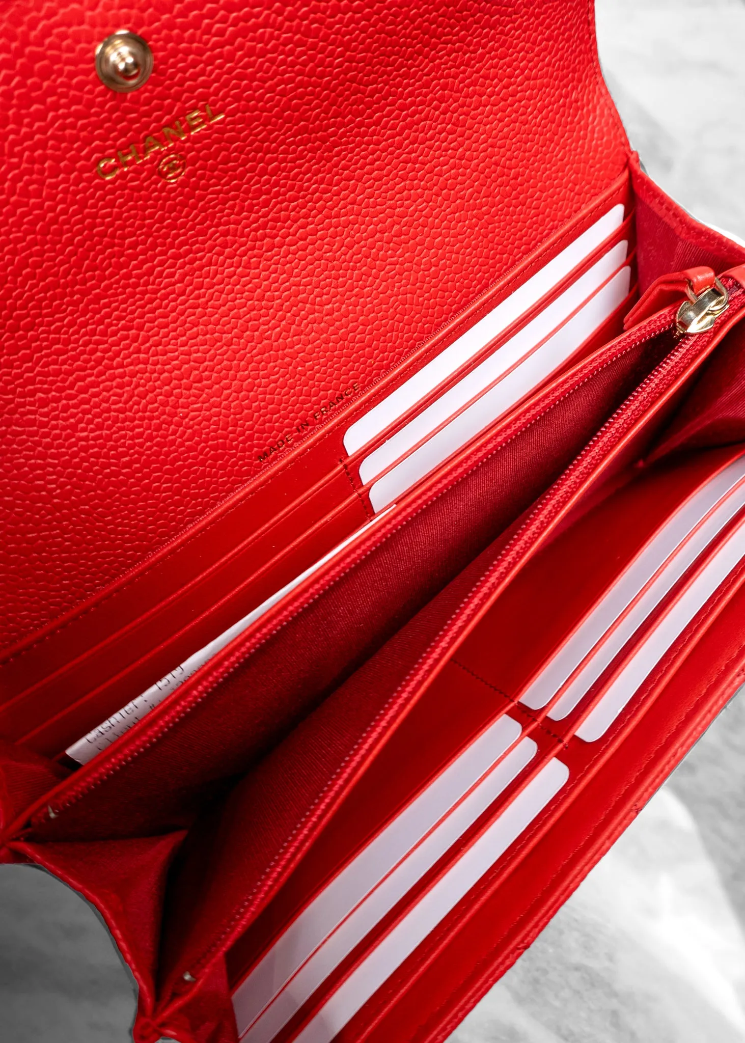 Chanel Caviar Quilted Boy Flap Wallet Red