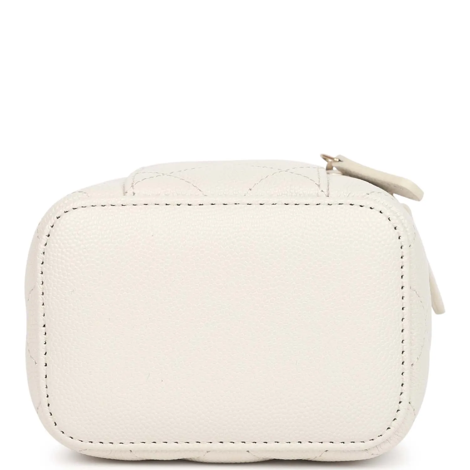 Chanel Mini Top Handle Crossbody Vanity Case White Caviar Gold Hardware