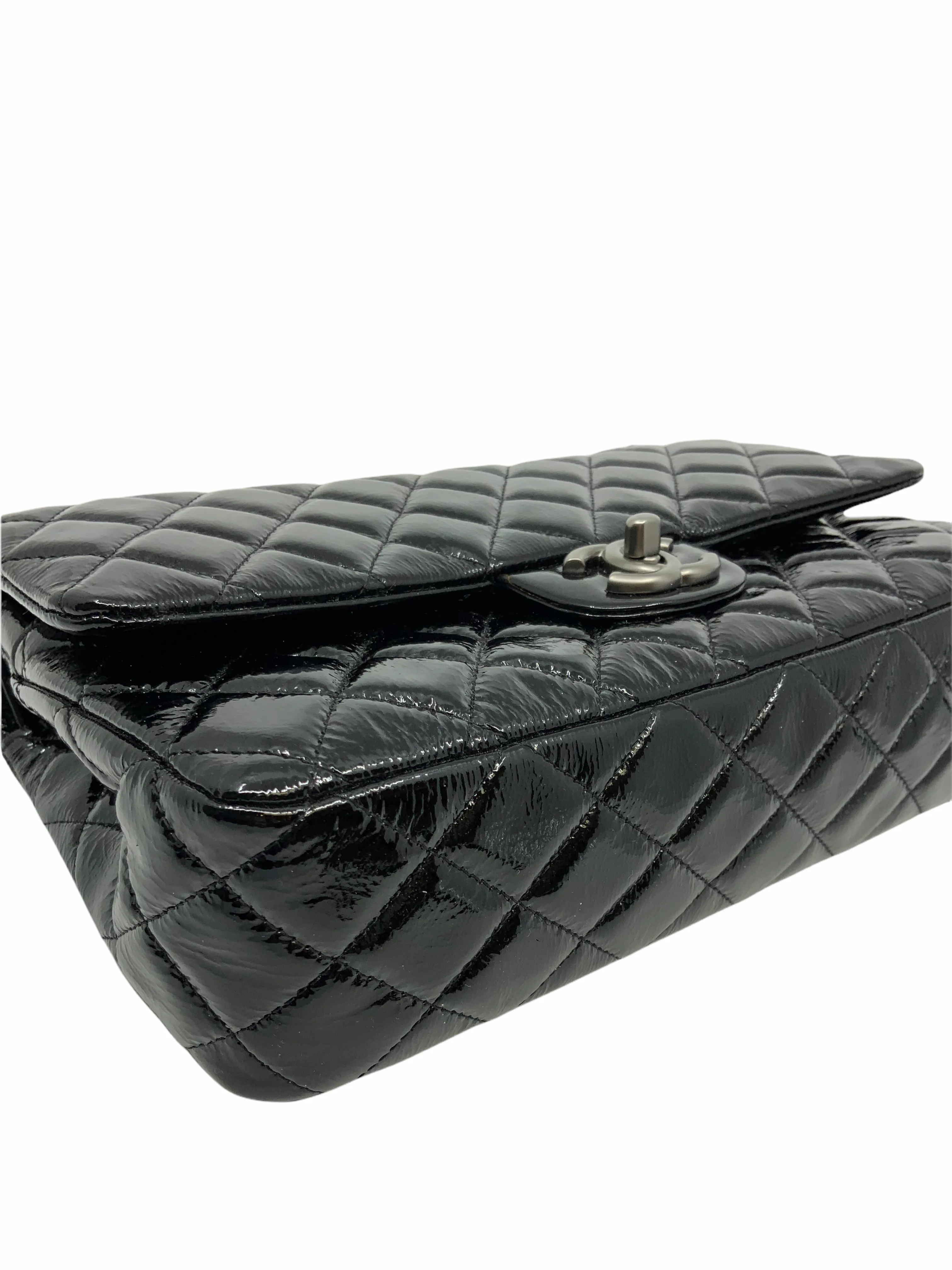 Chanel Quilted Patent Leather Classic Medium Double Flap Bag NEW
