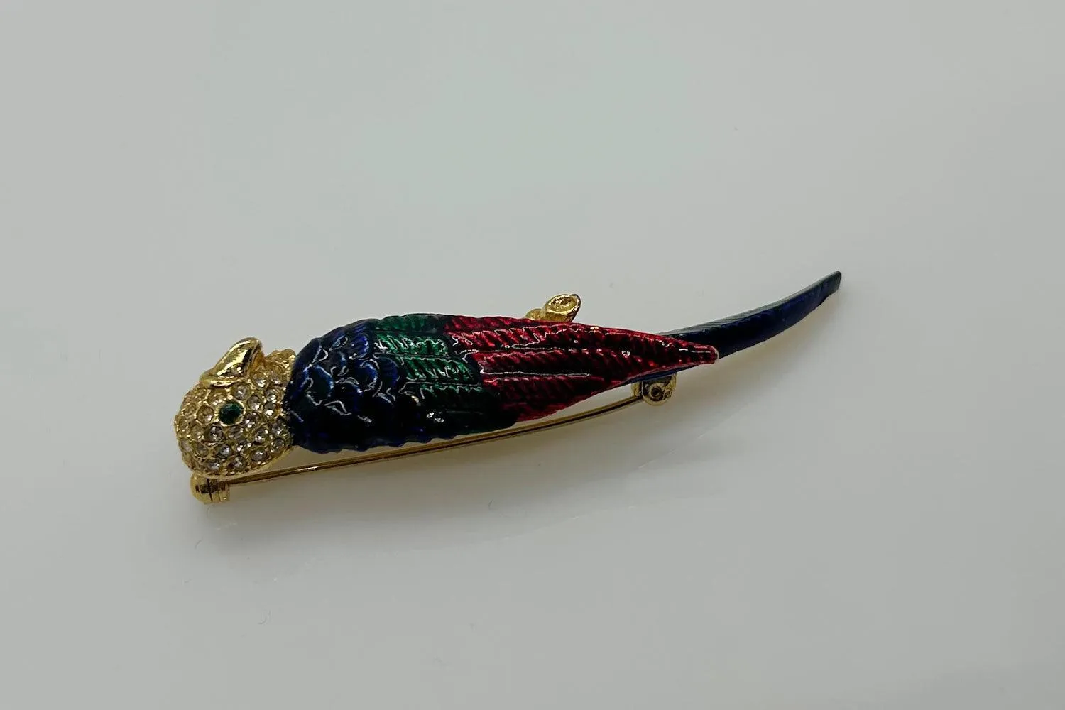 Colorful and Sparkling Parrot Brooch