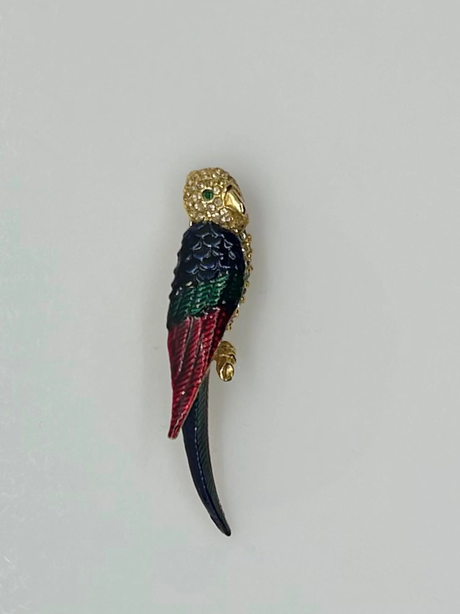 Colorful and Sparkling Parrot Brooch