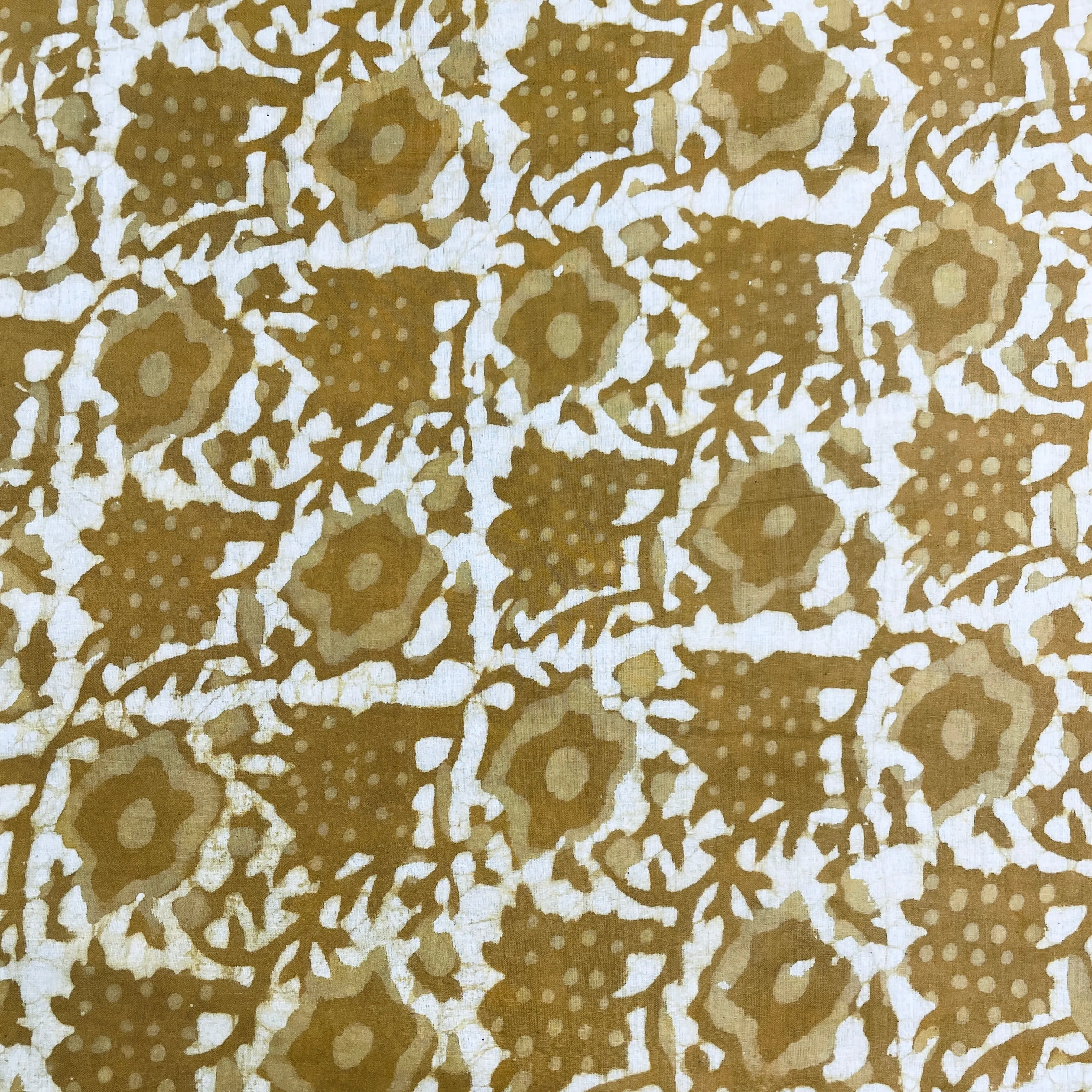 Dark Yellow & White Floral Print Cotton Fabric