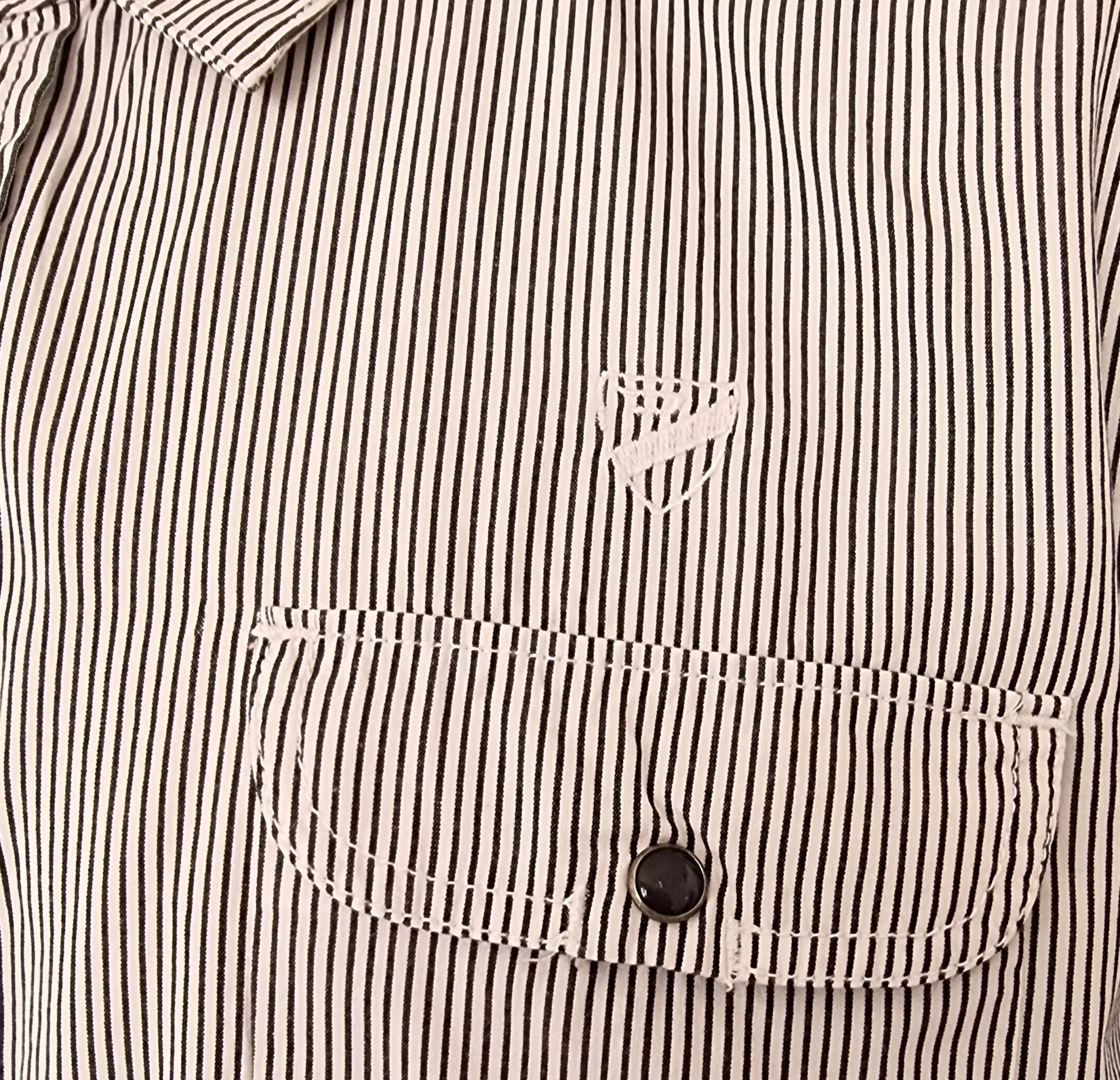 Diesel Men’s Black & White Striped Short Sleeve Cotton Shirt UK XXL