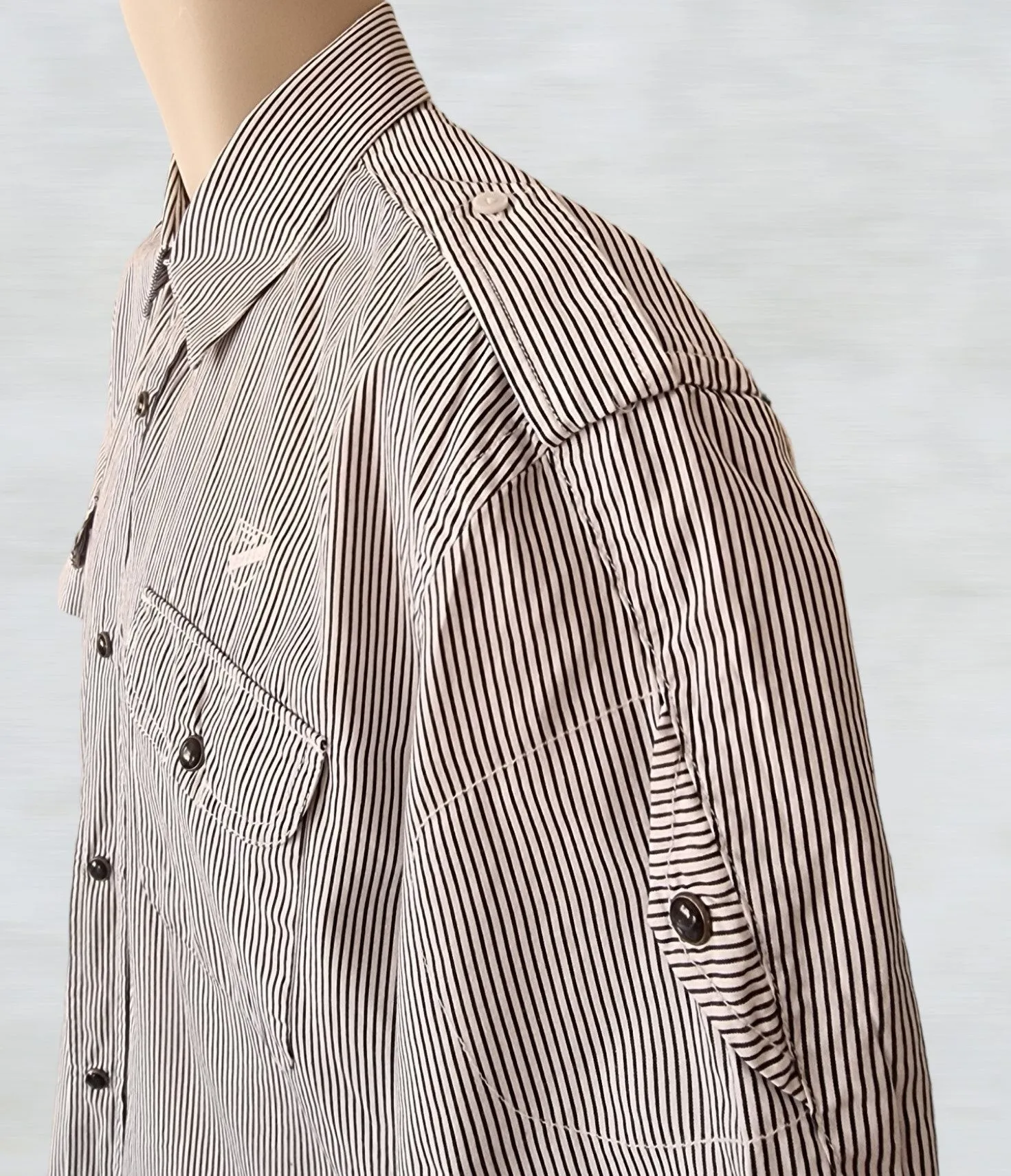 Diesel Men’s Black & White Striped Short Sleeve Cotton Shirt UK XXL