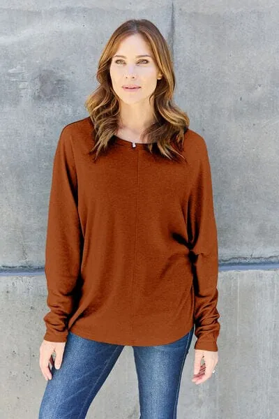 Double Take Full Size Round Neck Long Sleeve Top