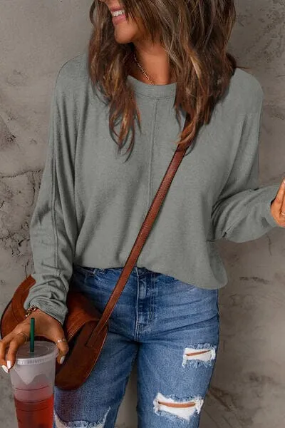 Double Take Full Size Round Neck Long Sleeve Top