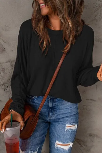 Double Take Full Size Round Neck Long Sleeve Top