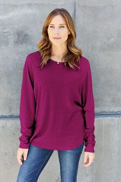 Double Take Full Size Round Neck Long Sleeve Top