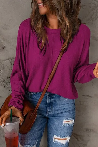 Double Take Full Size Round Neck Long Sleeve Top