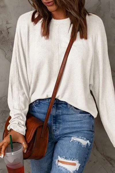 Double Take Full Size Round Neck Long Sleeve Top