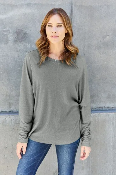 Double Take Full Size Round Neck Long Sleeve Top