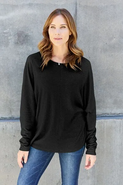 Double Take Full Size Round Neck Long Sleeve Top
