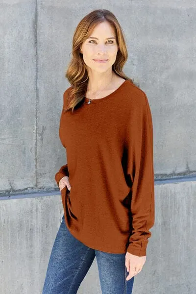 Double Take Full Size Round Neck Long Sleeve Top