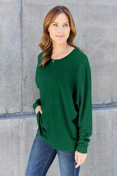 Double Take Full Size Round Neck Long Sleeve Top