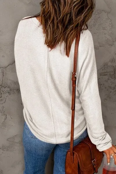 Double Take Full Size Round Neck Long Sleeve Top