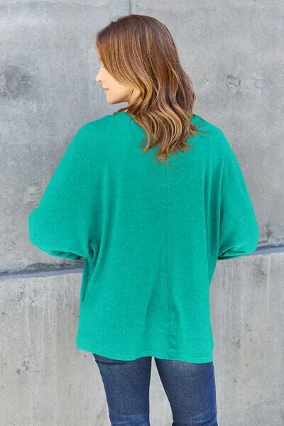 Double Take Full Size Round Neck Long Sleeve Top