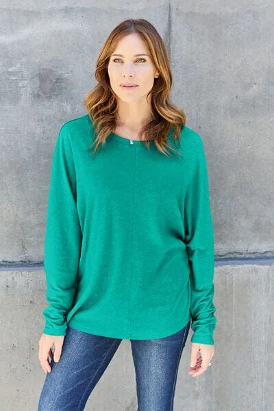 Double Take Full Size Round Neck Long Sleeve Top