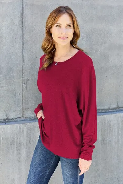 Double Take Full Size Round Neck Long Sleeve Top