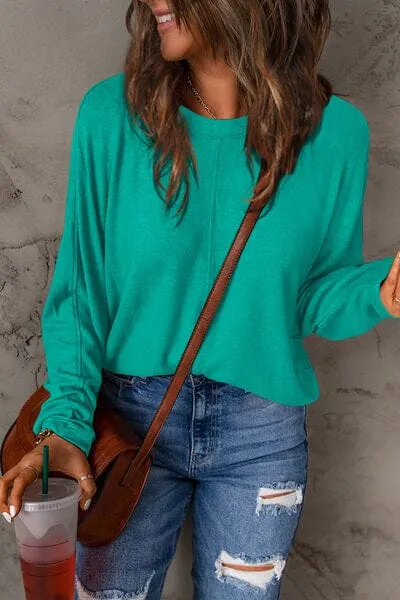 Double Take Full Size Round Neck Long Sleeve Top