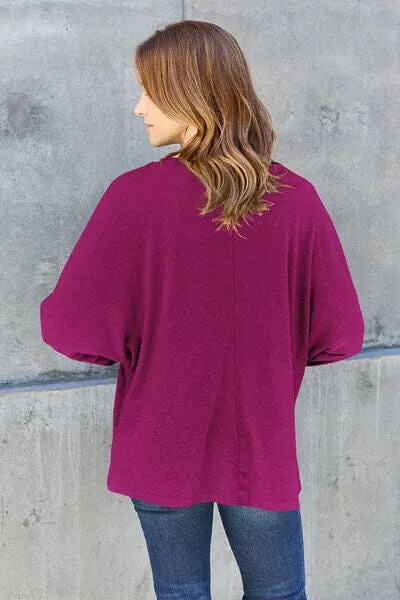 Double Take Full Size Round Neck Long Sleeve Top
