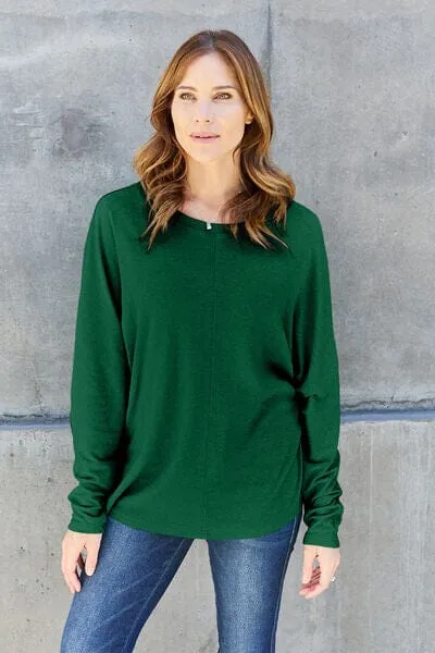 Double Take Full Size Round Neck Long Sleeve Top