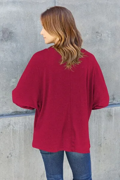 Double Take Full Size Round Neck Long Sleeve Top