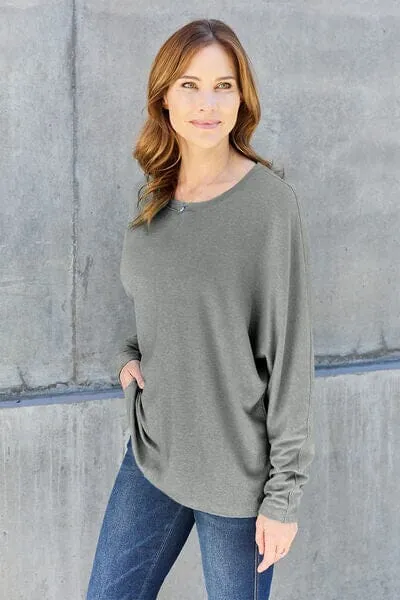 Double Take Full Size Round Neck Long Sleeve Top