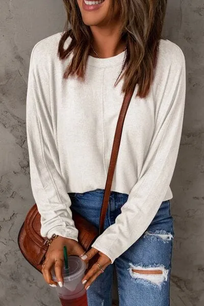 Double Take Full Size Round Neck Long Sleeve Top