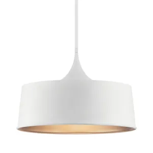 Elias 24" 1-Light Convertible Pendant Light with Metal Dome Shade, White Finish