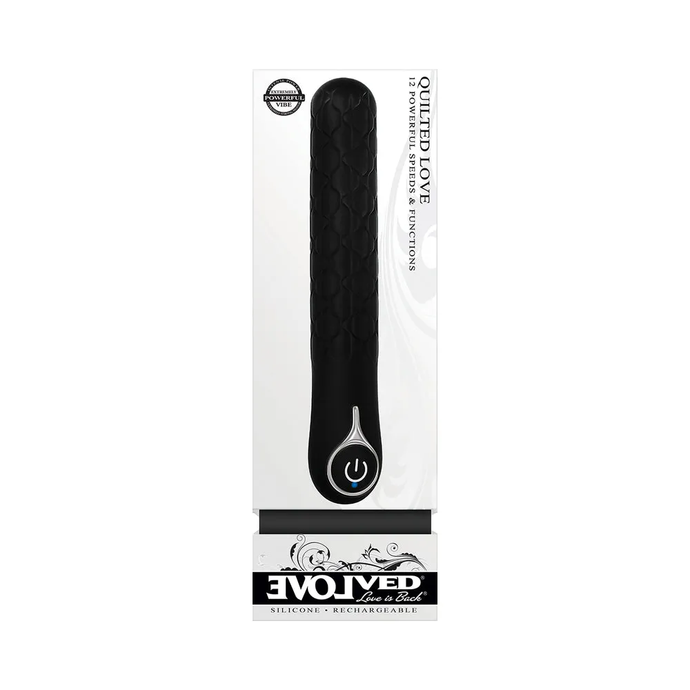 Evolved Quilted Love Rechargeable Textured Silicone Sli mline Vibrator Black