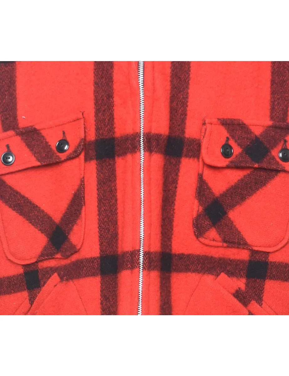 Fox Knapp Black & Red Checked Wool Jacket - XL