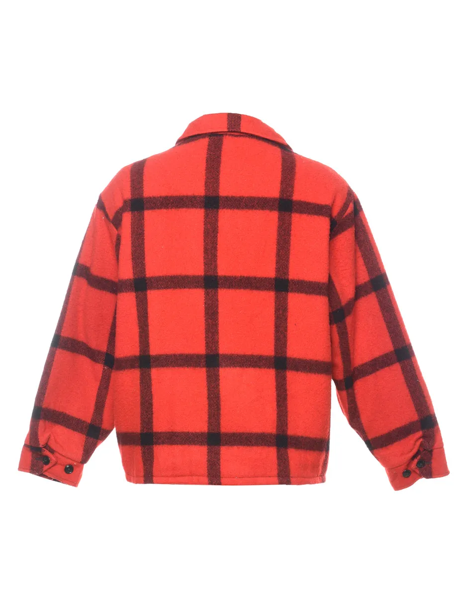 Fox Knapp Black & Red Checked Wool Jacket - XL