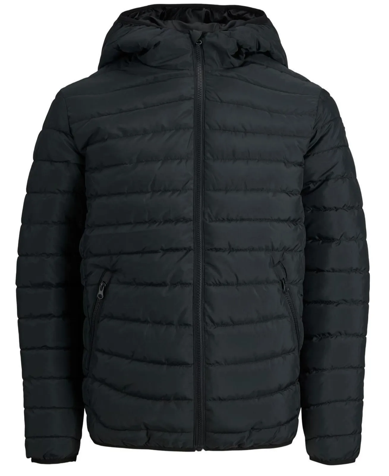 Jack & Jones Jacket Quilted Puffer Jacket Hoodie Zip Padded Jacket Black