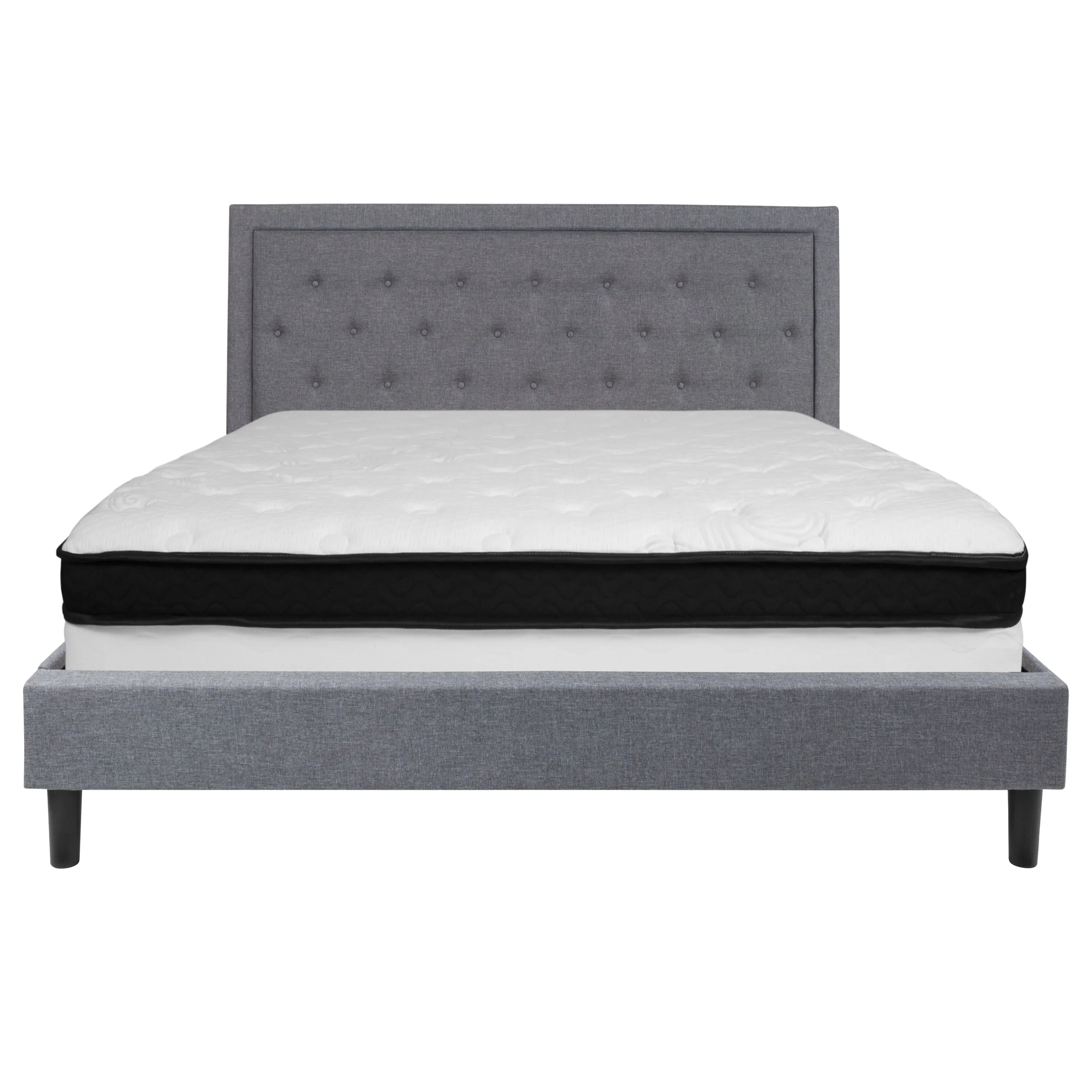 King Platform Bed Set-Gray SL-BMF-28-GG