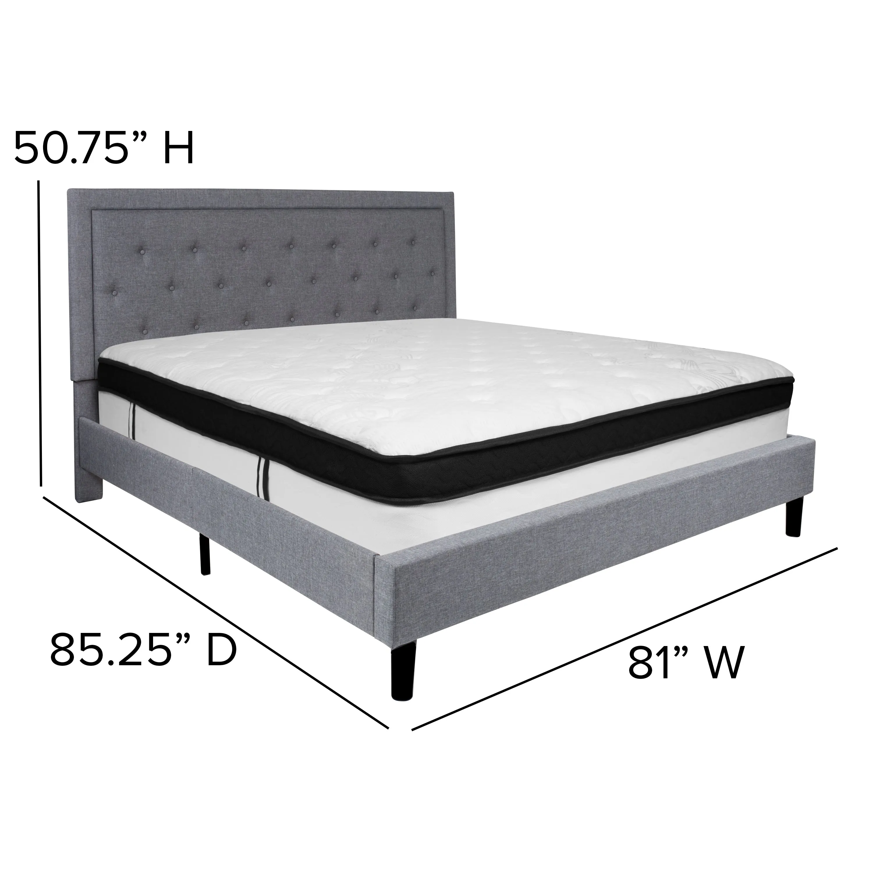 King Platform Bed Set-Gray SL-BMF-28-GG