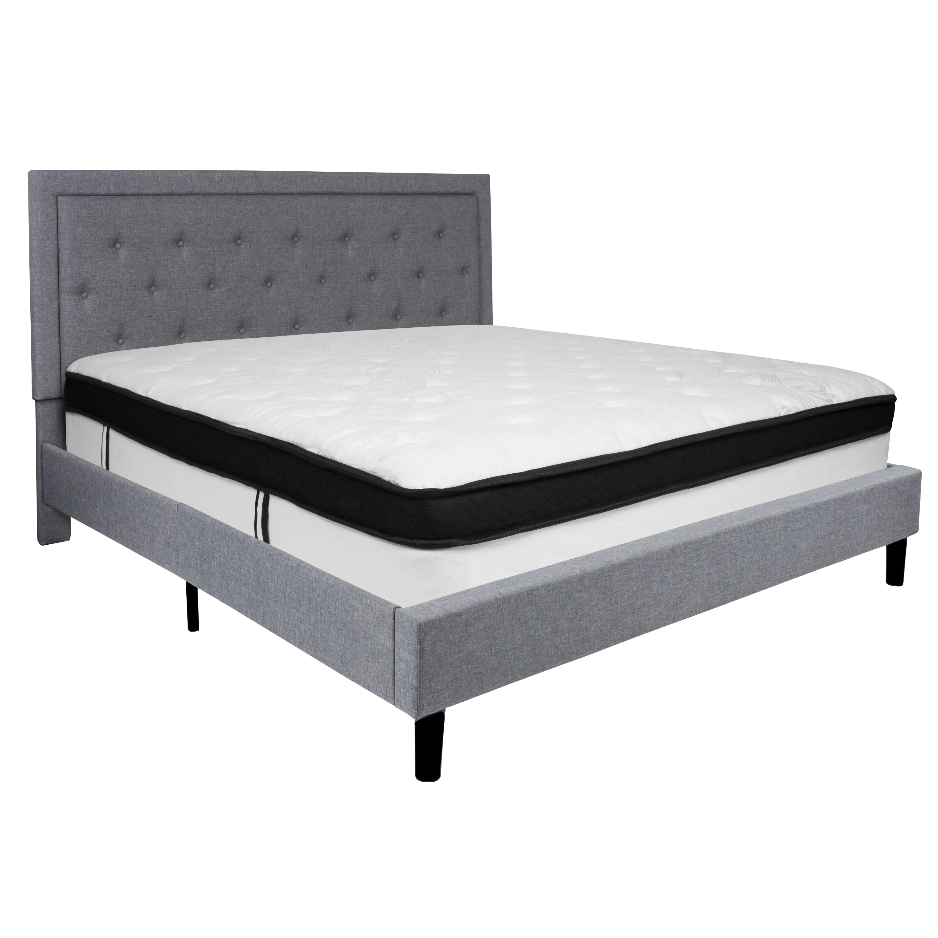 King Platform Bed Set-Gray SL-BMF-28-GG