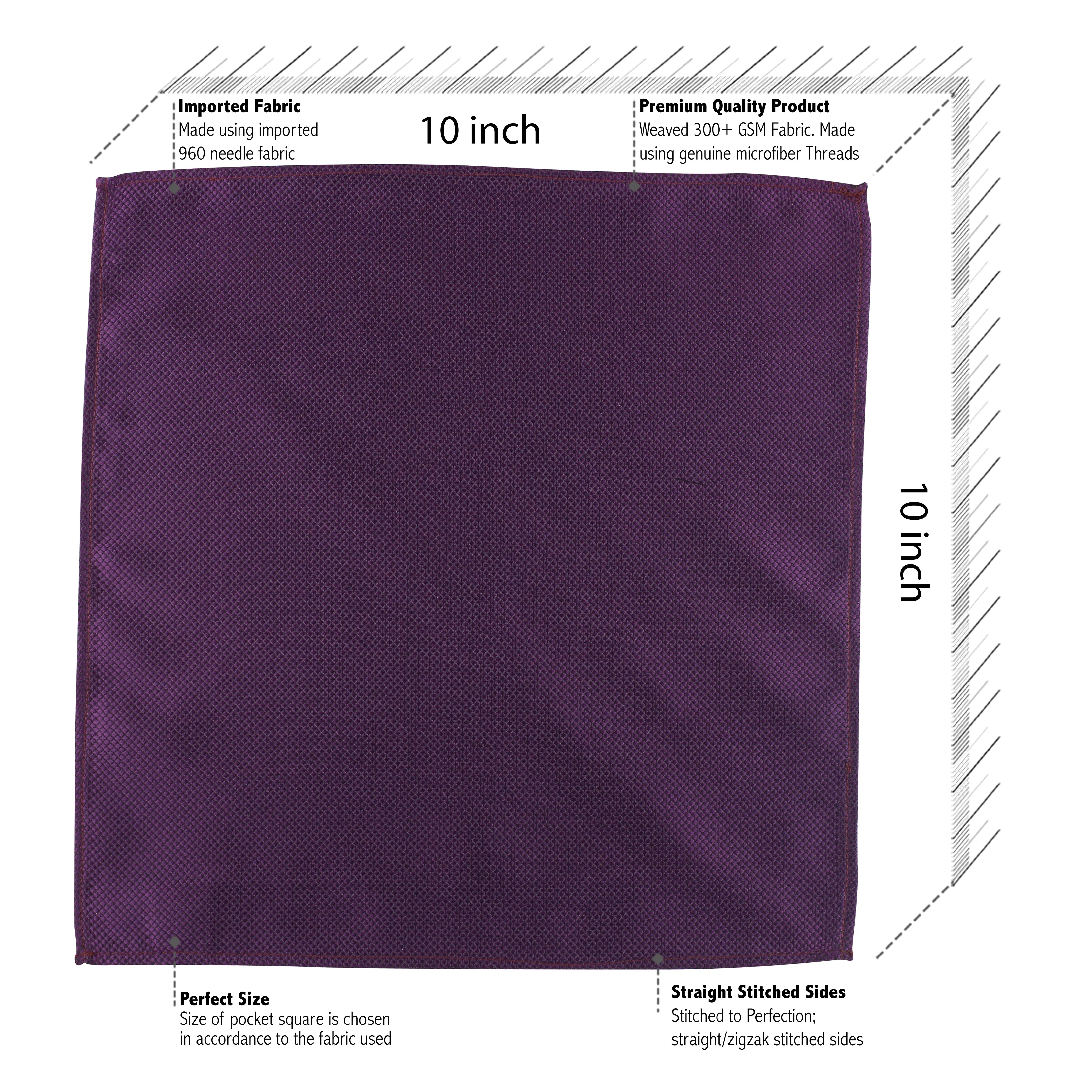 Kovove The Elegant Self Checkered Purple Necktie and Pocket Square Gift Box