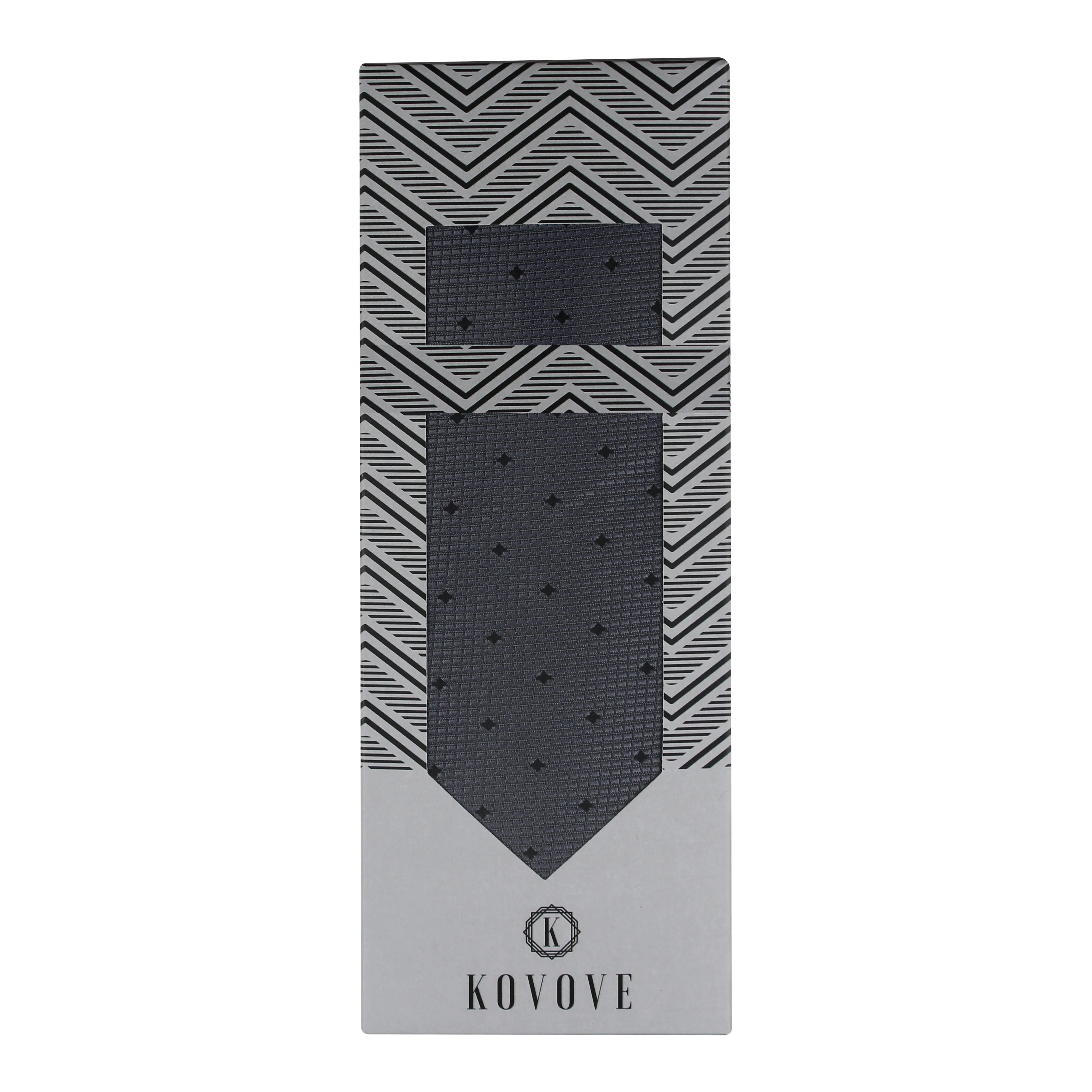 Kovove The Radiance Square Grey Necktie and Pocket Square Gift Box