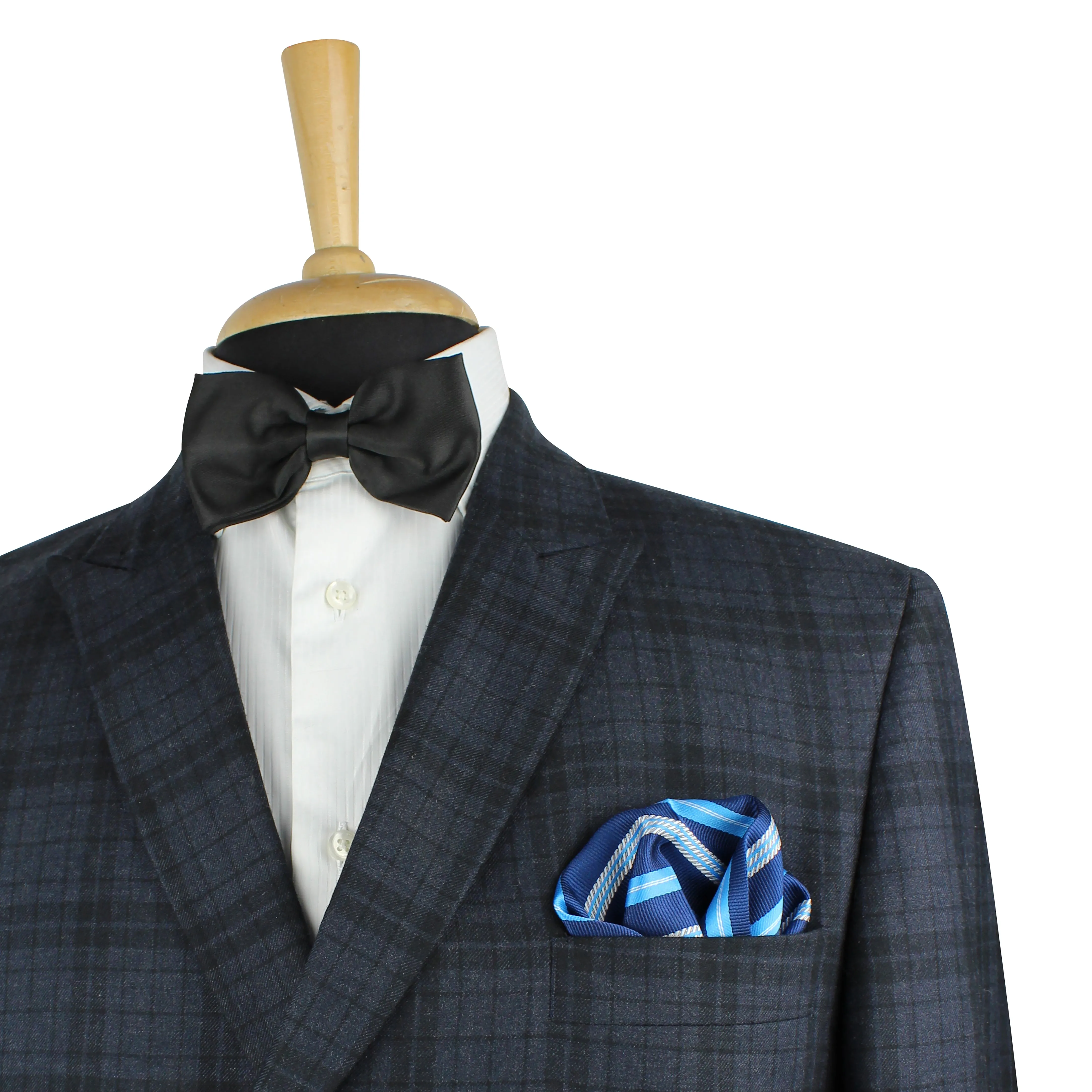 Kovove The Sharp Striped  Blue Necktie and Pocket Square Gift Box
